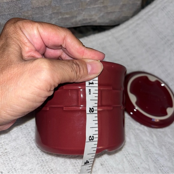 Longaberger Salt Crock Pottery Woven Traditions Canister With Lid / Coaster - Picture 9 of 9